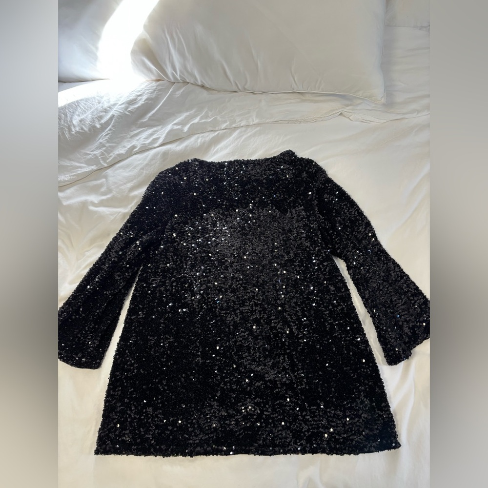H&M Black Sequinned party dress with bow detail